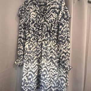 EUC Eloquii Blue and White Long Sleeve Dress